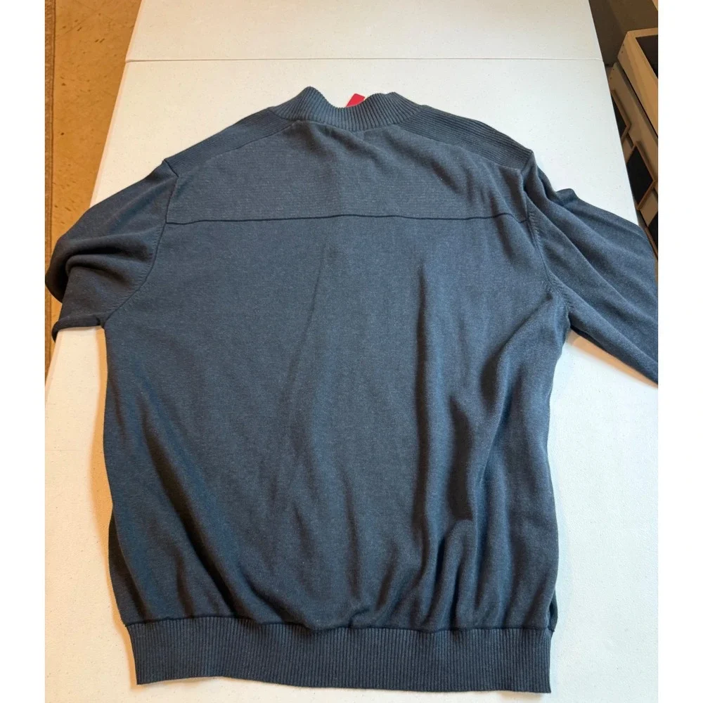 Cutter & Buck Mens 1XB Navy Heather Quarter Zip Sweater Elbow Patch new nwt golf